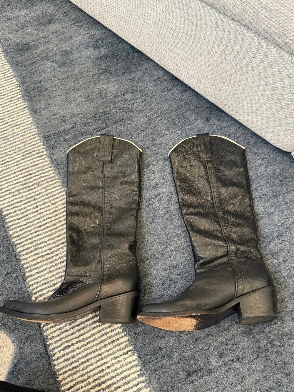 Johanna Ortiz Black Over-the-Knee Leather Western Boots